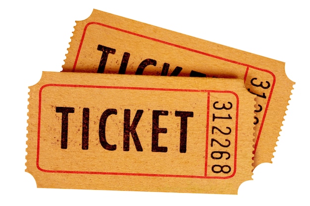 Free photo two old movie tickets isolated