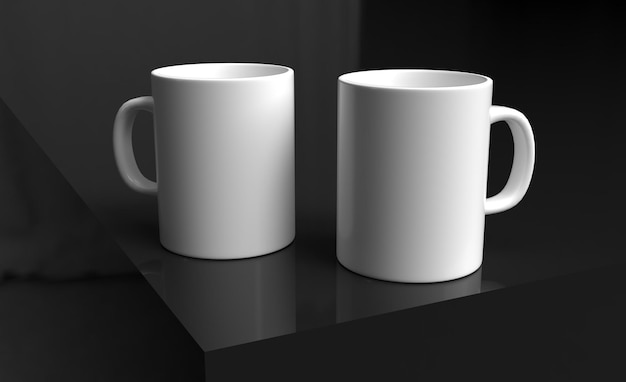 Two White Mugs on a Elegant Dark Background