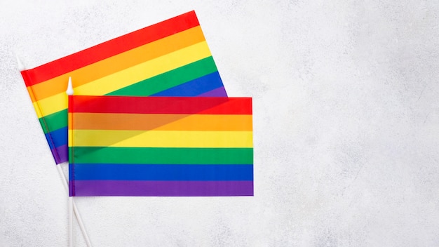 Free photo twon rainbow flags for pride day