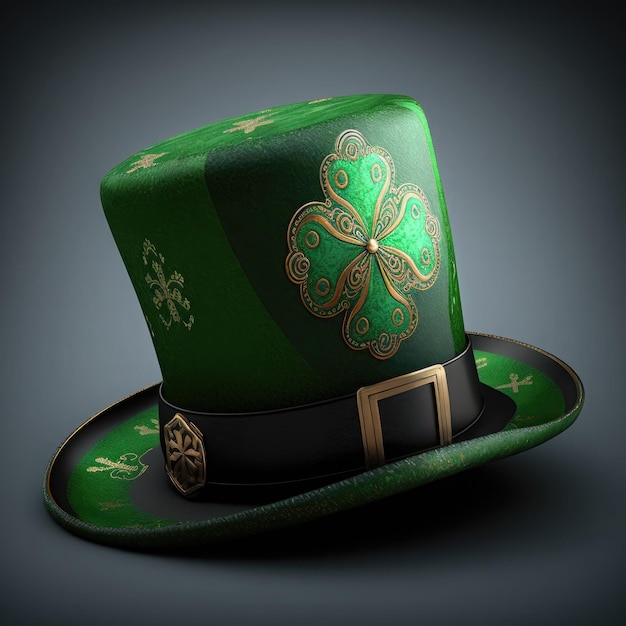 Free photo typical green saint patrick39s hat on gray background ai generative