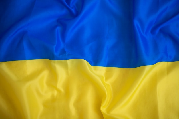 Ukrainian flag closeup