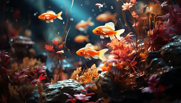 Free photo underwater nature showcases the beauty of multi colored aquatic animals generated by artificial intelligence