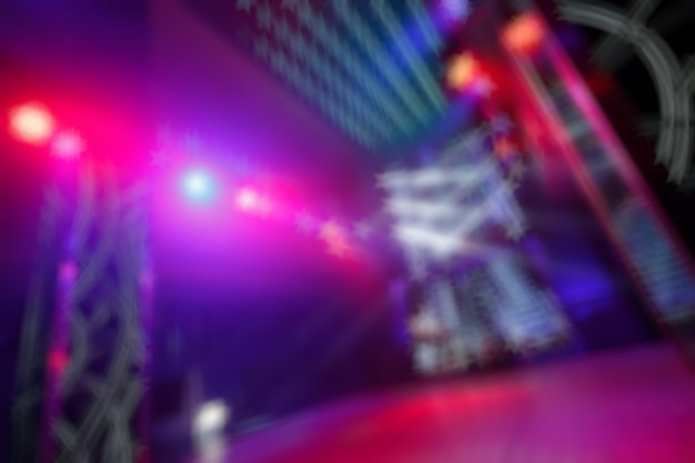 Unfocused entry disco colors with spotlights