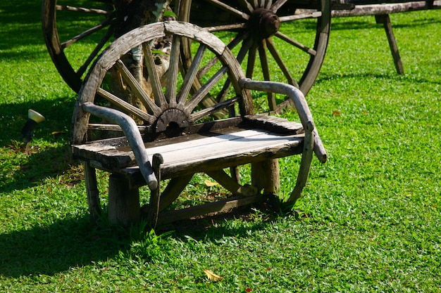 Free photo unique bench shaped as a wheel