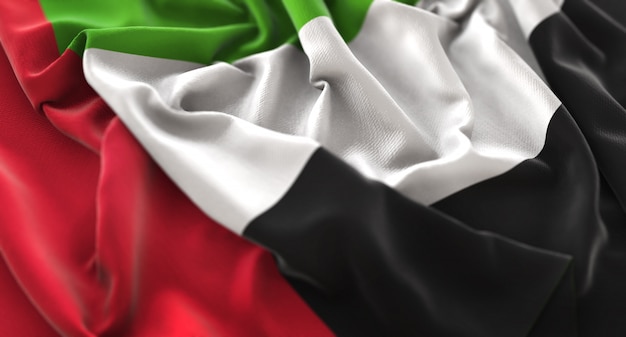 Free Photo united arab emirates flag ruffled beautifully waving macro close-up shot