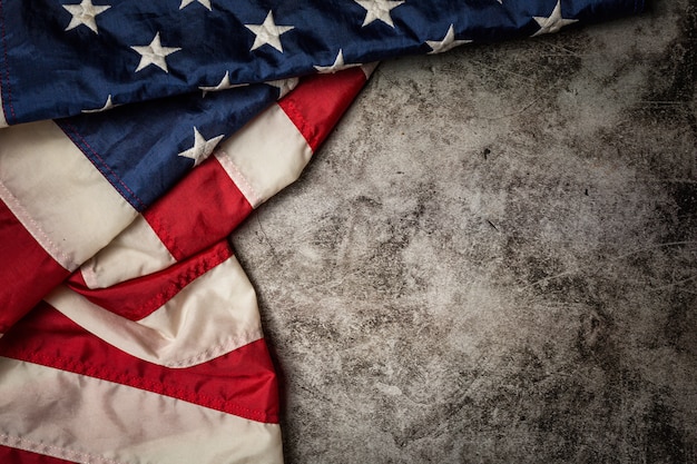 United States Flag On Black Background.