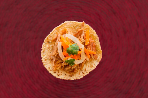 Free Photo unwrapped tortilla with meat and vegetables