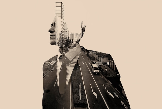 Free Photo urban double exposure collage concept