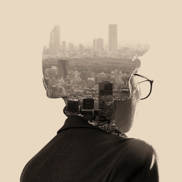 Free Photo urban double exposure collage concept