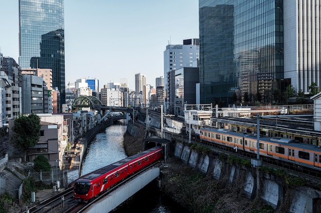 Urban landscape japan trains