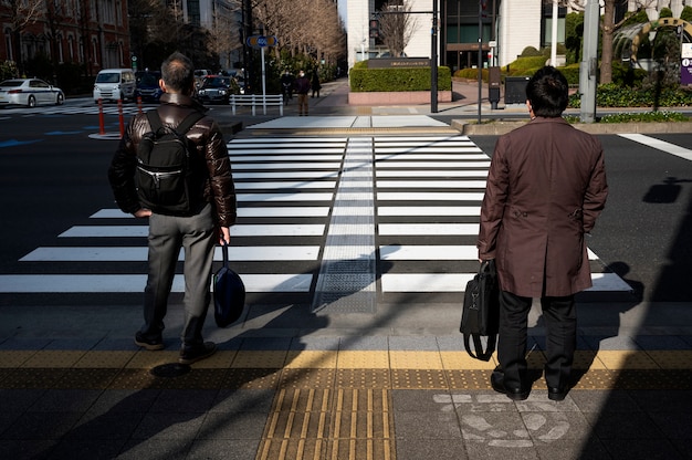 Urban landscape of tokyo city with pedestrian crossing