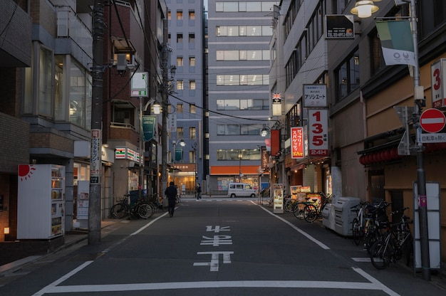 Urban view with people on street