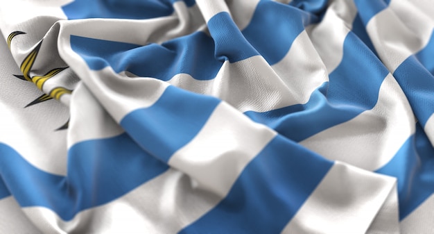 Free Photo uruguay flag ruffled beautifully waving macro close-up shot