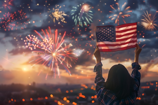 Free photo usa independence day celebration with flag