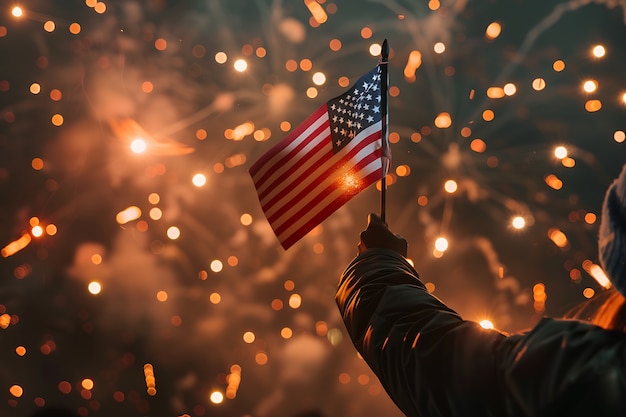 Usa independence day celebration with flag