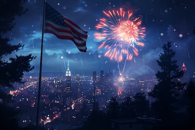 Free photo usa independence day celebration with flag