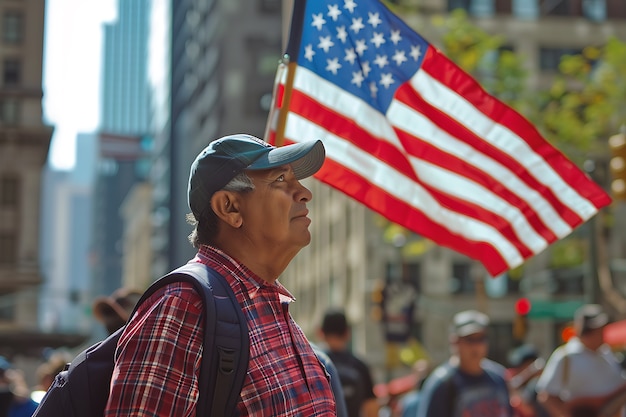 Usa independence day celebration with flag