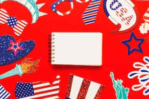 Free photo usa independence day composition with notepad