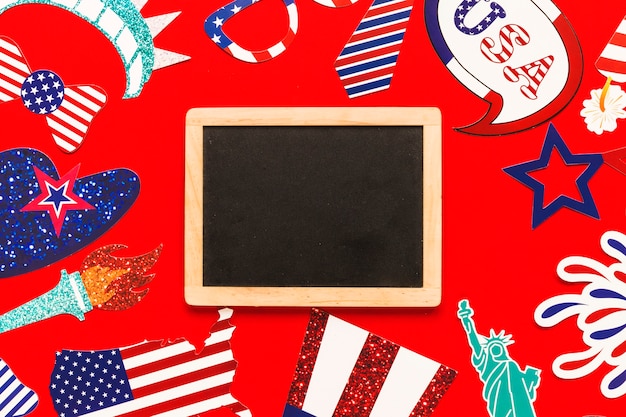 Free photo usa independence day composition with slate in middle