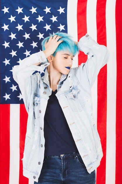 Free photo usa independence day concept with punk woman