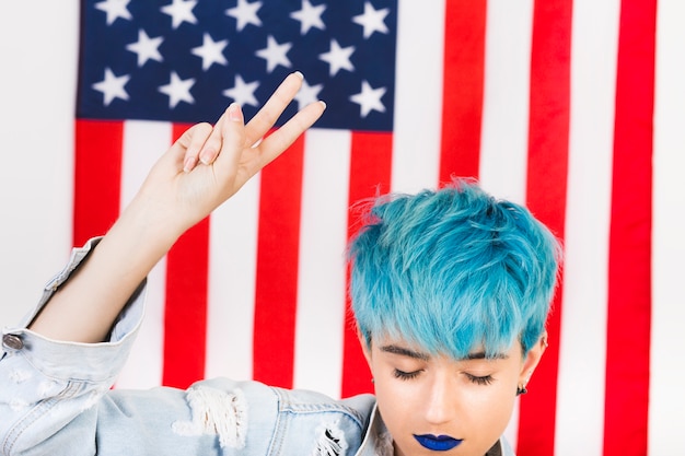 Free photo usa independence day concept with punk woman