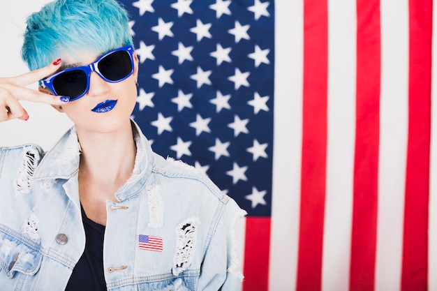 Free Photo usa independence day concept with punk woman