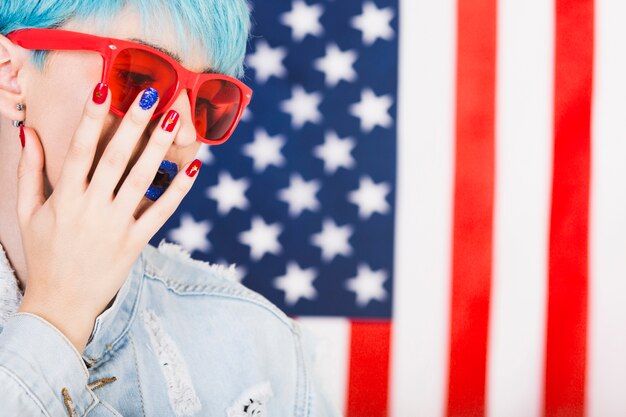 Usa independence day concept with punk woman