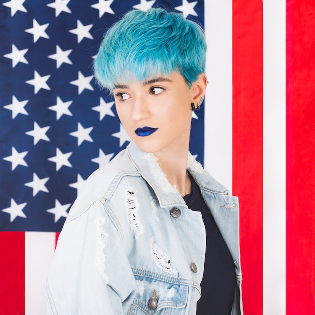 Usa independence day concept with punk woman