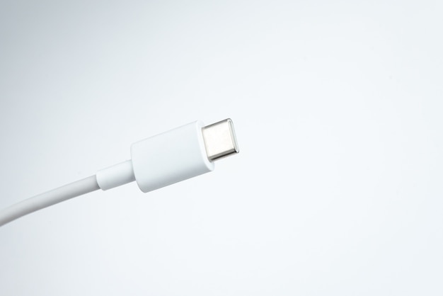 USB cable type C over white isolated background