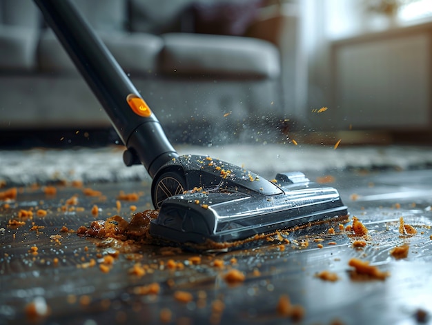 Free photo vacuum cleaner tackling heavily soiled floor