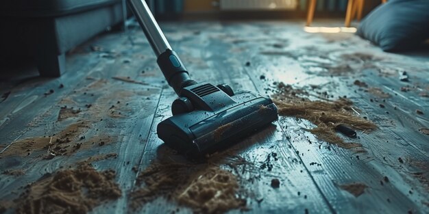 Vacuum cleaner tackling heavily soiled floor