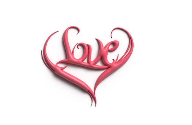 Valentine Day Love Calligraphic 3D illustration Design.