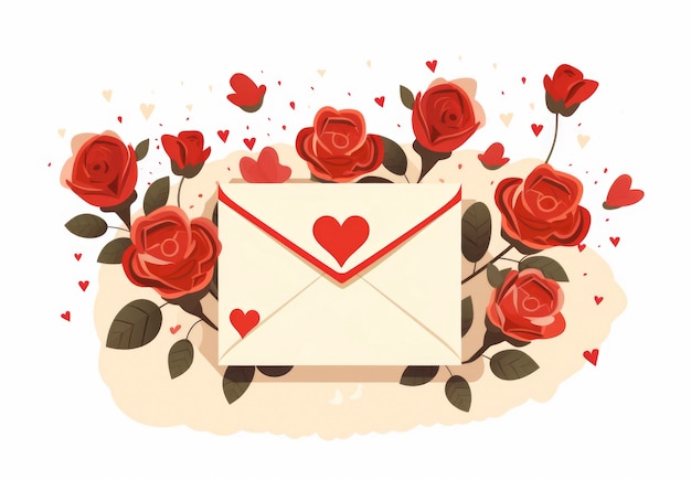 Free photo valentine's day digital art with letter and flower