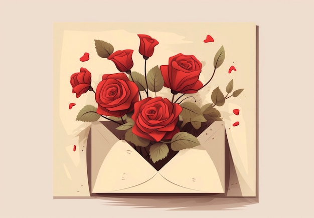 Free Photo valentine's day digital art with letter and flower