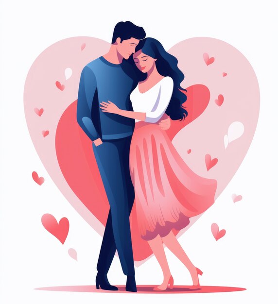 Valentine's day digital art with romantic couple