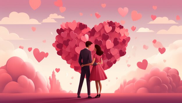 Valentine's day digital art with romantic couple