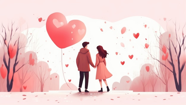 Free photo valentine's day digital art with romantic couple