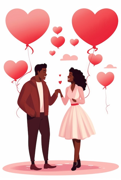 Free photo valentine's day digital art with romantic couple