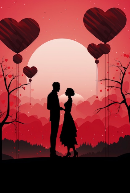 Free photo valentine's day digital art with romantic couple