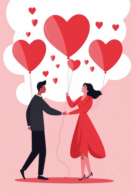 Free photo valentine's day digital art with romantic couple