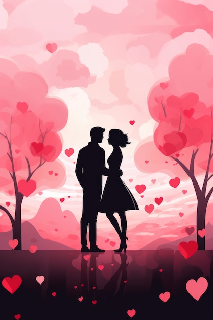 Free Photo valentine's day digital art with romantic couple