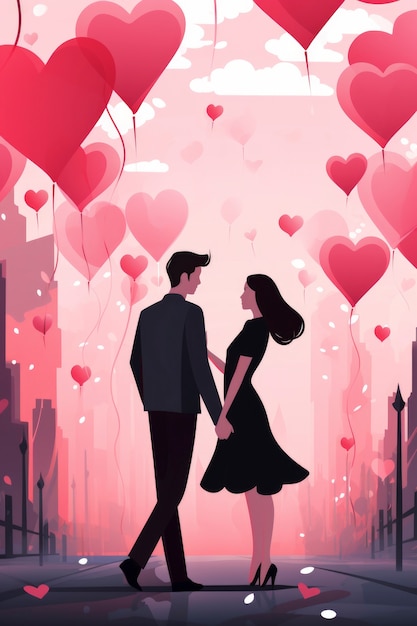 Free photo valentine's day digital art with romantic couple