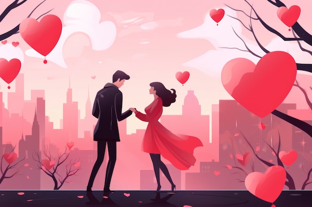 Free Photo valentine's day digital art with romantic couple