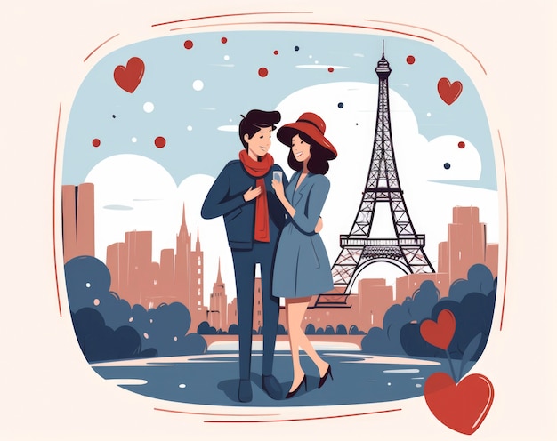 Valentine's day digital art with romantic couple