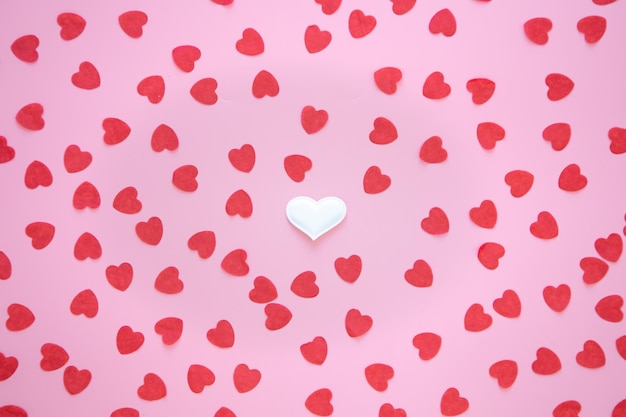 Free photo valentine39s day background with many small hearts flat lay