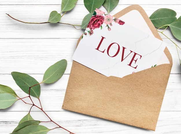 Valentines card in an envelope