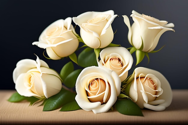 Free photo valentines day a bunch of white roses are on a table