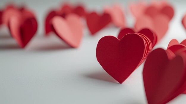 Valentines day card with red heartshaped paper elements