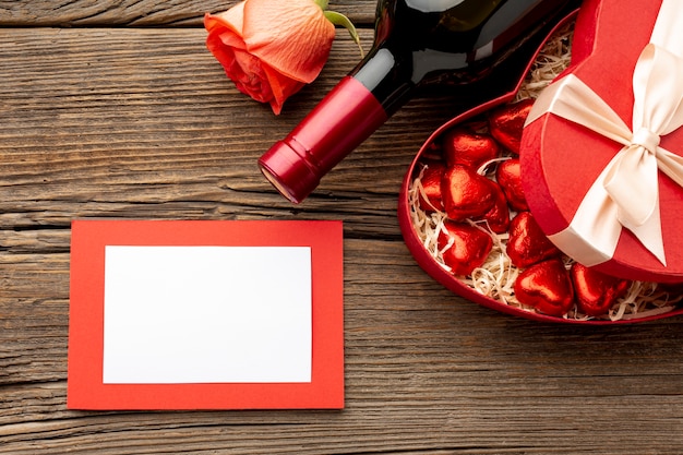 Valentines day dinner assortment with empty frame