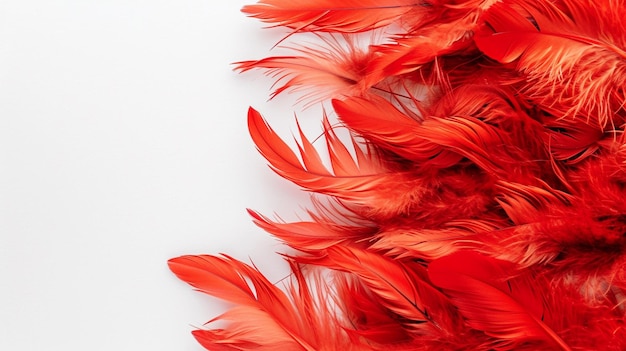 Free photo valentines day postcard with fluffy red feathers on white background